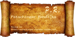 Petschinger Renáta névjegykártya
